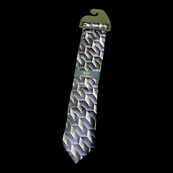 Arrow Men’s Silk Geometric Neck Tie Gray - Picture 2 of 4